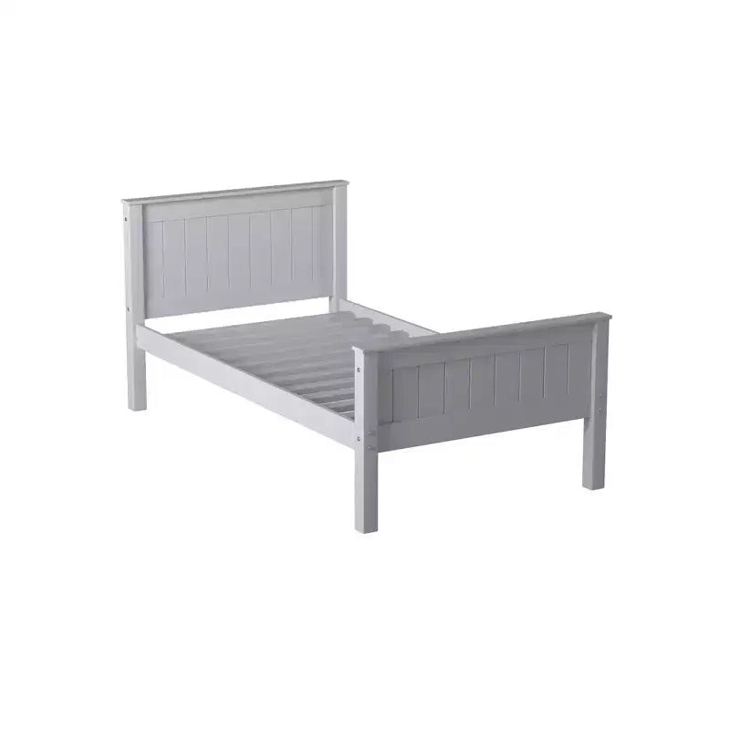 Lit jumeau plateforme en bois pour enfants Gris colombe