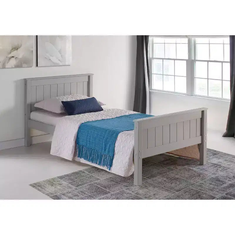 Lit jumeau plateforme en bois pour enfants Gris colombe