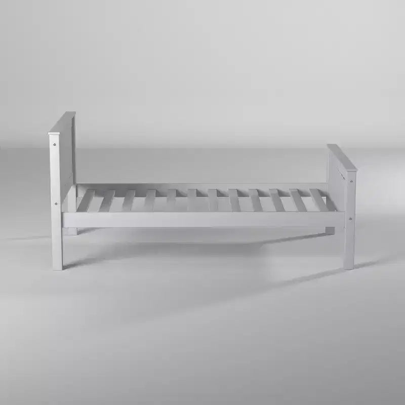 Lit jumeau plateforme en bois pour enfants Gris colombe