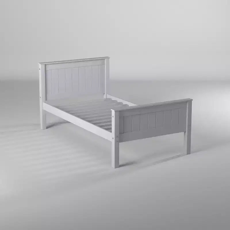 Lit jumeau plateforme en bois pour enfants Gris colombe