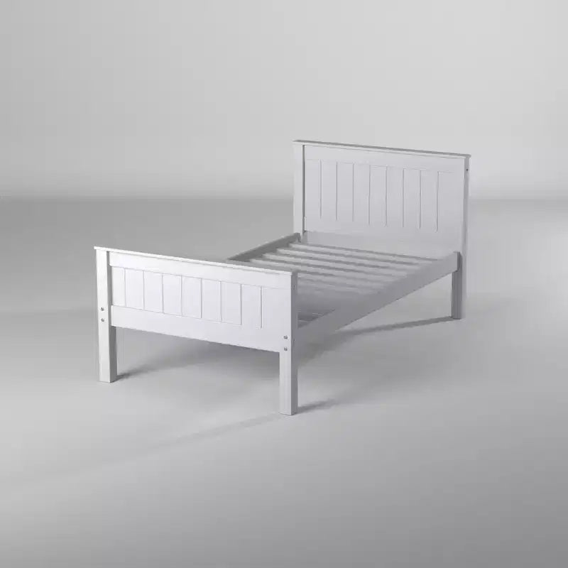 Lit jumeau plateforme en bois pour enfants Gris colombe