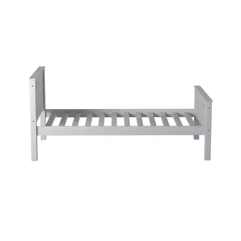 Lit jumeau plateforme en bois pour enfants Gris colombe