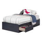 Lit jumeau pour enfants Ulysse avec 3 tiroirs Myrtille - Cadre jumeau moderne, rangement, non rembourré