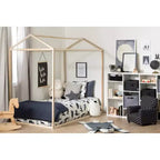 Lit cabane enfant – Cadre en bois de peuplier naturel, Taille double
