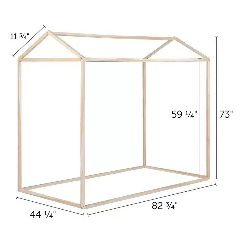 Lit cabane enfant – Cadre en bois de peuplier naturel, Taille double