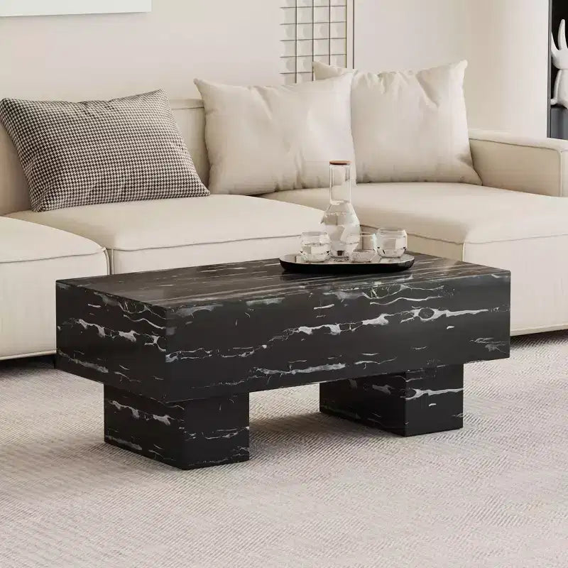 Table basse moderne extra-large de 109 cm, table centrale rectangulaire rustique avec base adaptée aux tapis pour salon et salles de cinéma maison