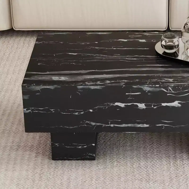 Table basse moderne extra-large de 109 cm, table centrale rectangulaire rustique avec base adaptée aux tapis pour salon et salles de cinéma maison