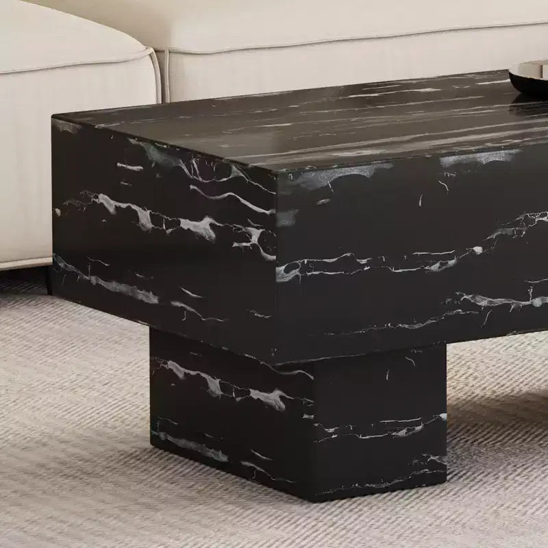 Table basse moderne extra-large de 109 cm, table centrale rectangulaire rustique avec base adaptée aux tapis pour salon et salles de cinéma maison