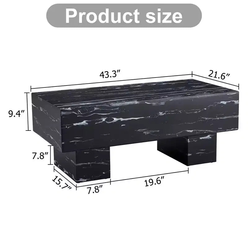 Table basse moderne extra-large de 109 cm, table centrale rectangulaire rustique avec base adaptée aux tapis pour salon et salles de cinéma maison