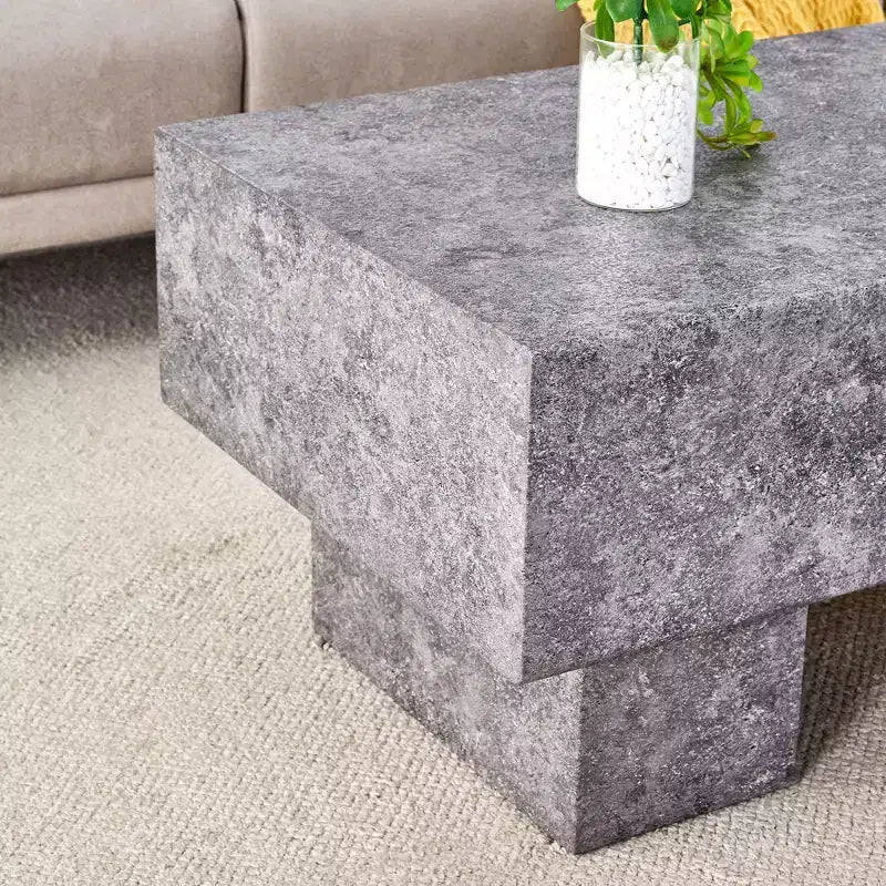 Table basse moderne extra-large de 109 cm, table centrale rectangulaire rustique avec base adaptée aux tapis pour salon et salles de cinéma maison