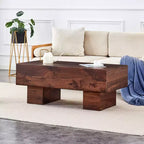 Table basse moderne extra-large de 109 cm, table centrale rectangulaire rustique avec base adaptée aux tapis pour salon et salles de cinéma maison