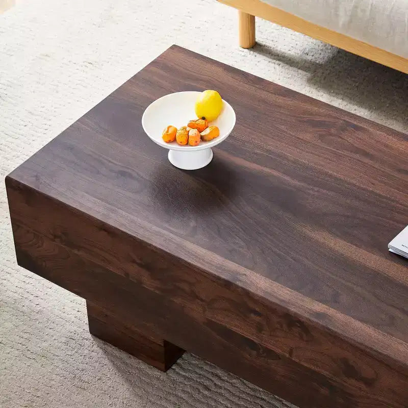 Table basse moderne extra-large de 109 cm, table centrale rectangulaire rustique avec base adaptée aux tapis pour salon et salles de cinéma maison