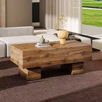 Table basse moderne extra-large de 109 cm, table centrale rectangulaire rustique avec base adaptée aux tapis pour salon et salles de cinéma maison