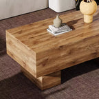 Table basse moderne extra-large de 109 cm, table centrale rectangulaire rustique avec base adaptée aux tapis pour salon et salles de cinéma maison