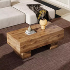 Table basse moderne extra-large de 109 cm, table centrale rectangulaire rustique avec base adaptée aux tapis pour salon et salles de cinéma maison