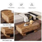 Table basse moderne extra-large de 109 cm, table centrale rectangulaire rustique avec base adaptée aux tapis pour salon et salles de cinéma maison