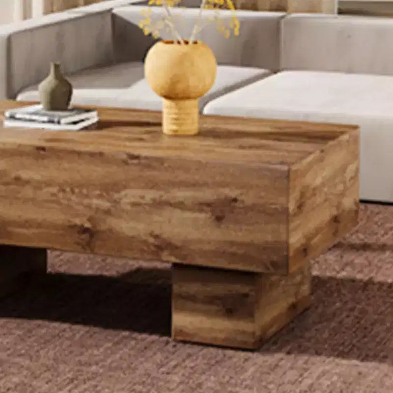 Table basse moderne extra-large de 109 cm, table centrale rectangulaire rustique avec base adaptée aux tapis pour salon et salles de cinéma maison