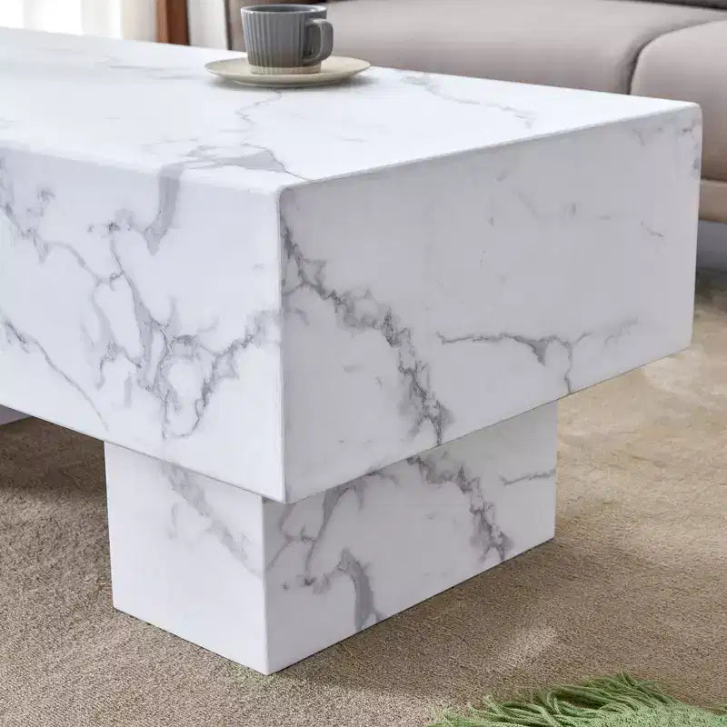 Table basse moderne extra-large de 109 cm, table centrale rectangulaire rustique avec base adaptée aux tapis pour salon et salles de cinéma maison