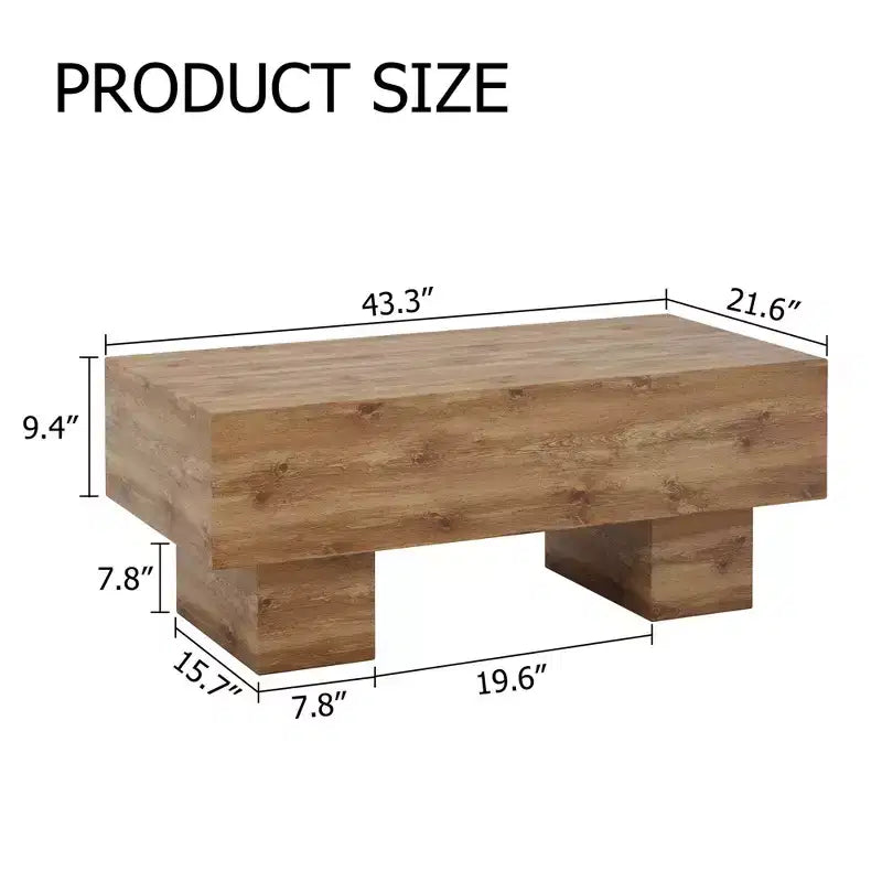 Table basse moderne extra-large de 109 cm, table centrale rectangulaire rustique avec base adaptée aux tapis pour salon et salles de cinéma maison