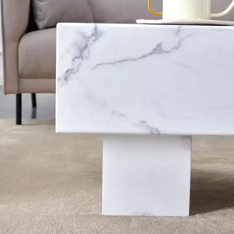 Table basse moderne extra-large de 109 cm, table centrale rectangulaire rustique avec base adaptée aux tapis pour salon et salles de cinéma maison