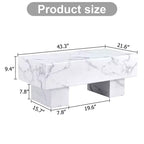 Table basse moderne extra-large de 109 cm, table centrale rectangulaire rustique avec base adaptée aux tapis pour salon et salles de cinéma maison