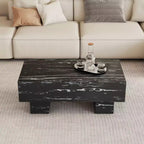 Table basse moderne extra-large de 109 cm, table centrale rectangulaire rustique avec base adaptée aux tapis pour salon et salles de cinéma maison