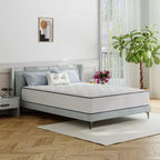 Matelas hybride en mousse à mémoire de forme rafraîchissante, livré en boîte, blanc
