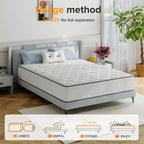 Matelas hybride en mousse à mémoire de forme rafraîchissante, livré en boîte, blanc