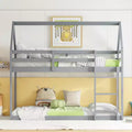 MAYEERTY Twin Rubber Wood Floor BUnk Bed with Ladder, Guardrails, House Shaped Bunk Bed White