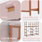 Commode de 100 cm de haut pour chambre à coucher avec 12 tiroirs, commode avec poches latérales et crochets, cadre en acier robuste, plateau en bois, poignée facile à tirer