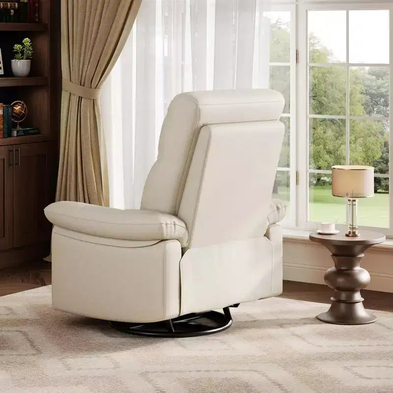 Fauteuil inclinable électrique, Fauteuil inclinable pivotant en cuir PU avec ports USB, Fauteuil de salon inclinable rembourré pour chambre d'enfant, Fauteuil ergonomique, Beige