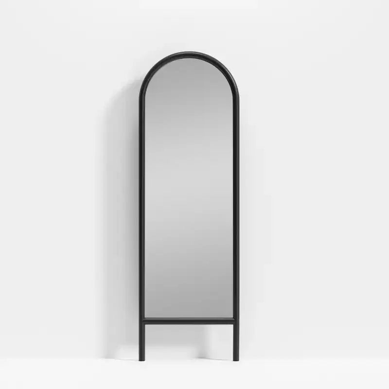 Miroir encadré en bois massif noir, style échelle, avec arc, 21 po l. x 64 po H