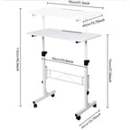 Bureau debout réglable en hauteur - Petit bureau mobile avec roulettes, table d'ordinateur portable portable, plage de 80-110 cm pour le bureau à domicile, la salle de classe (Noir 81 x 41 cm)
