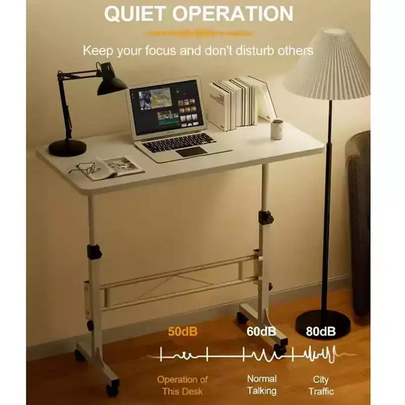 Bureau debout réglable en hauteur - Petit bureau mobile avec roulettes, table d'ordinateur portable portable, plage de 80-110 cm pour le bureau à domicile, la salle de classe (Noir 81 x 41 cm)