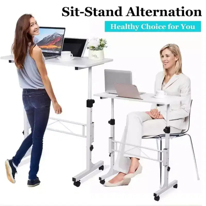 Bureau debout réglable en hauteur - Petit bureau mobile avec roulettes, table d'ordinateur portable portable, plage de 80-110 cm pour le bureau à domicile, la salle de classe (Noir 81 x 41 cm)