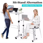 Bureau debout réglable en hauteur - Petit bureau mobile avec roulettes, table d'ordinateur portable portable, plage de 80-110 cm pour le bureau à domicile, la salle de classe (Noir 81 x 41 cm)
