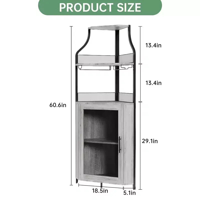 Meuble d'angle de bar à vin avec casier à vin détachable - Meuble de bar avec support en verre, petit buffet, meuble de rangement avec porte en maille