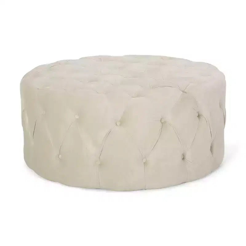 Pouf circulaire capitonné en velours Modern Glam