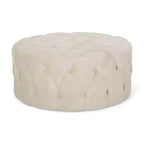 Pouf circulaire capitonné en velours Modern Glam
