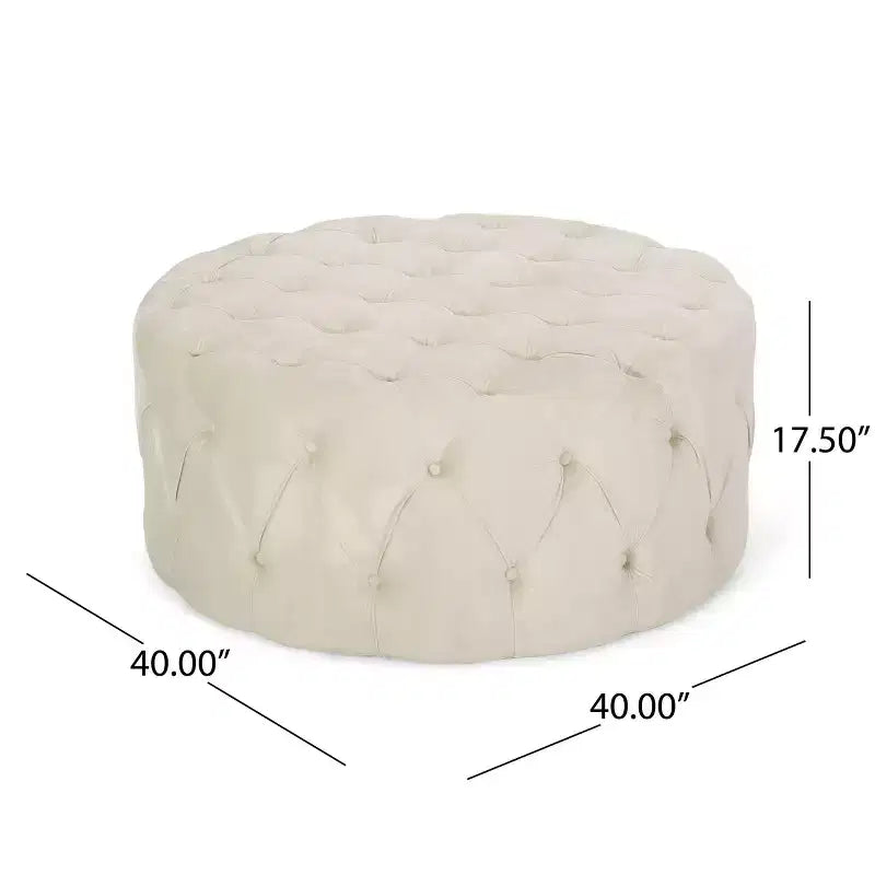 Pouf circulaire capitonné en velours Modern Glam