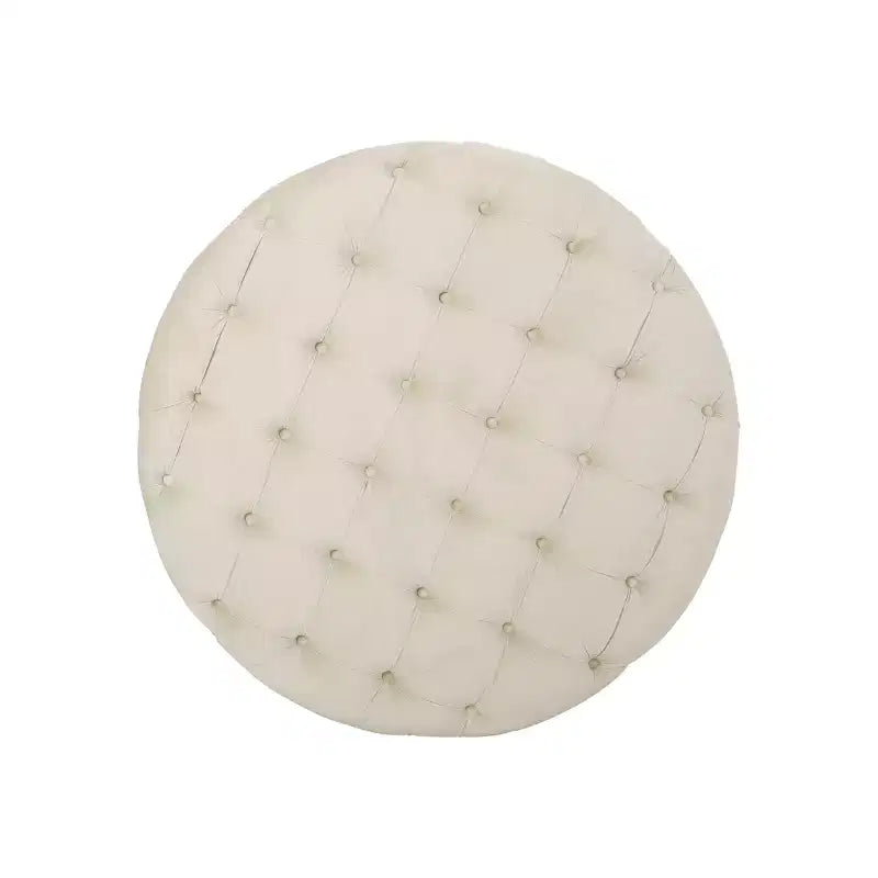 Pouf circulaire capitonné en velours Modern Glam