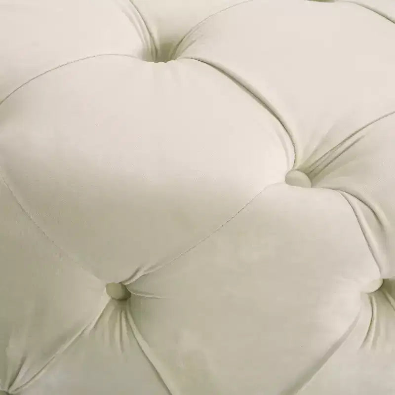 Pouf circulaire capitonné en velours Modern Glam