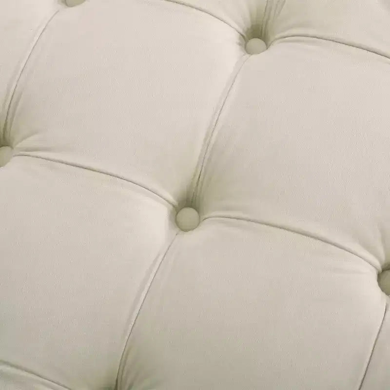 Pouf circulaire capitonné en velours Modern Glam