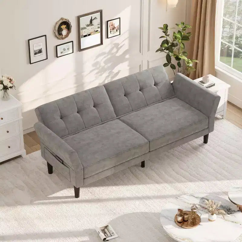 Canapé-lit futon de 89 pouces, canapé-lit moderne avec dossier et accoudoirs réglables, canapé-futon convertible pour salon, chambre à coucher, appartements