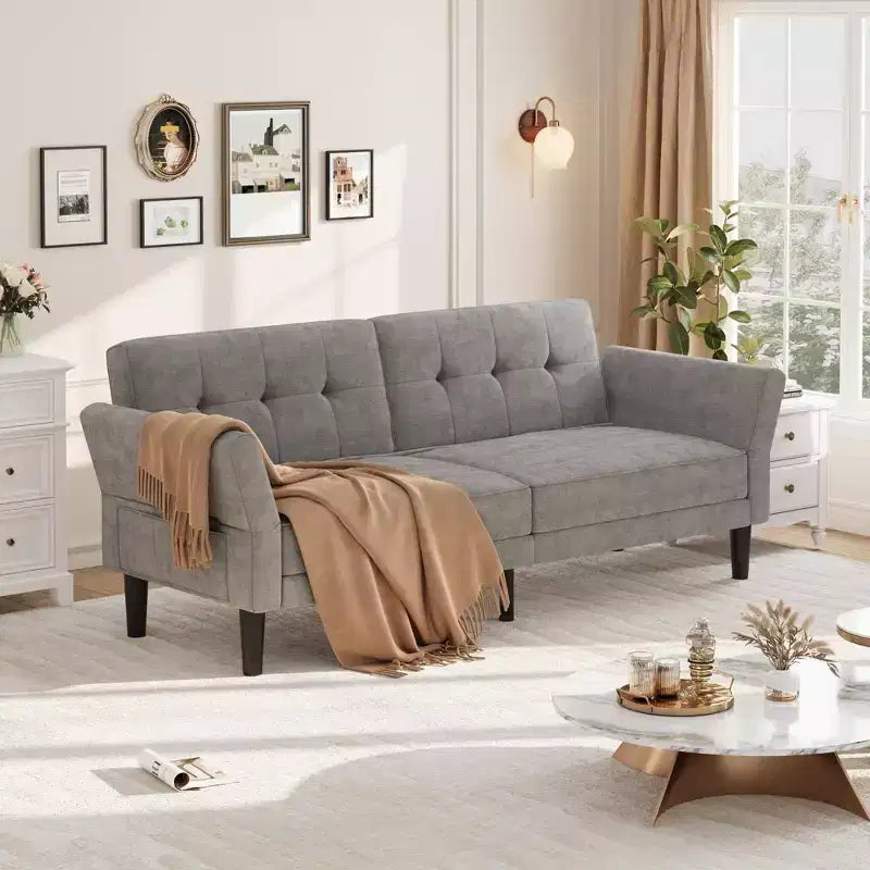 Canapé-lit futon de 89 pouces, canapé-lit moderne avec dossier et accoudoirs réglables, canapé-futon convertible pour salon, chambre à coucher, appartements