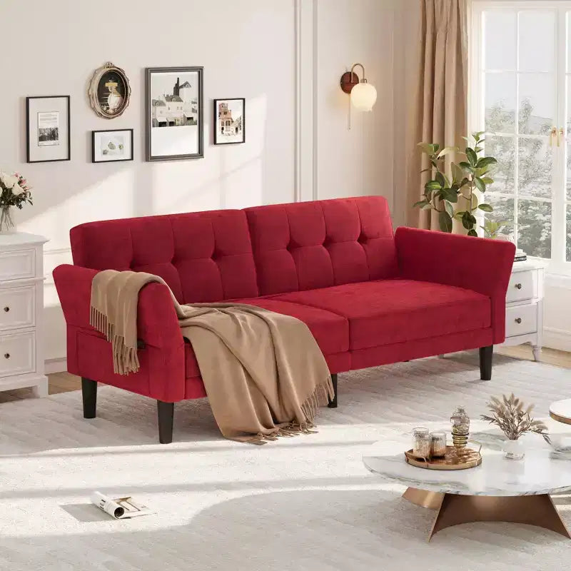 Canapé-lit futon de 89 pouces, canapé-lit moderne avec dossier et accoudoirs réglables, canapé-futon convertible pour salon, chambre à coucher, appartements