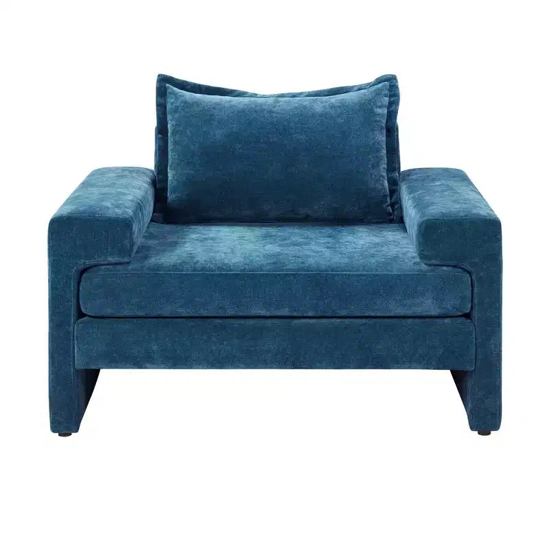 Fauteuil moderne en chenille avec coussin épais