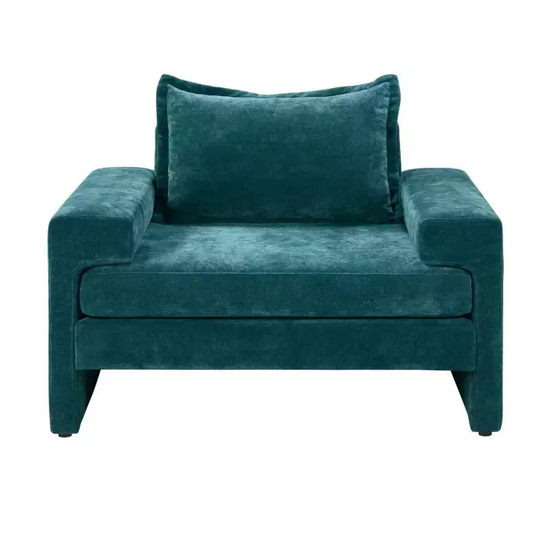 Fauteuil moderne en chenille avec coussin épais