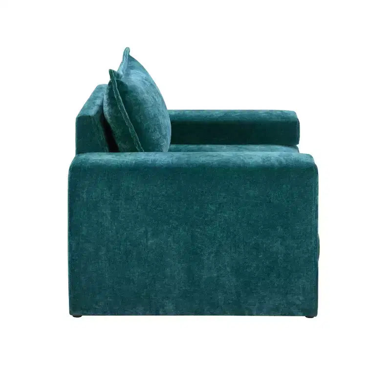 Fauteuil moderne en chenille avec coussin épais