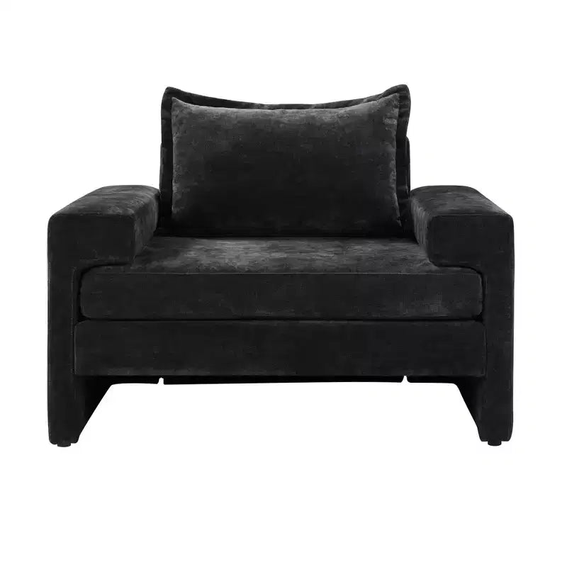 Fauteuil moderne en chenille avec coussin épais